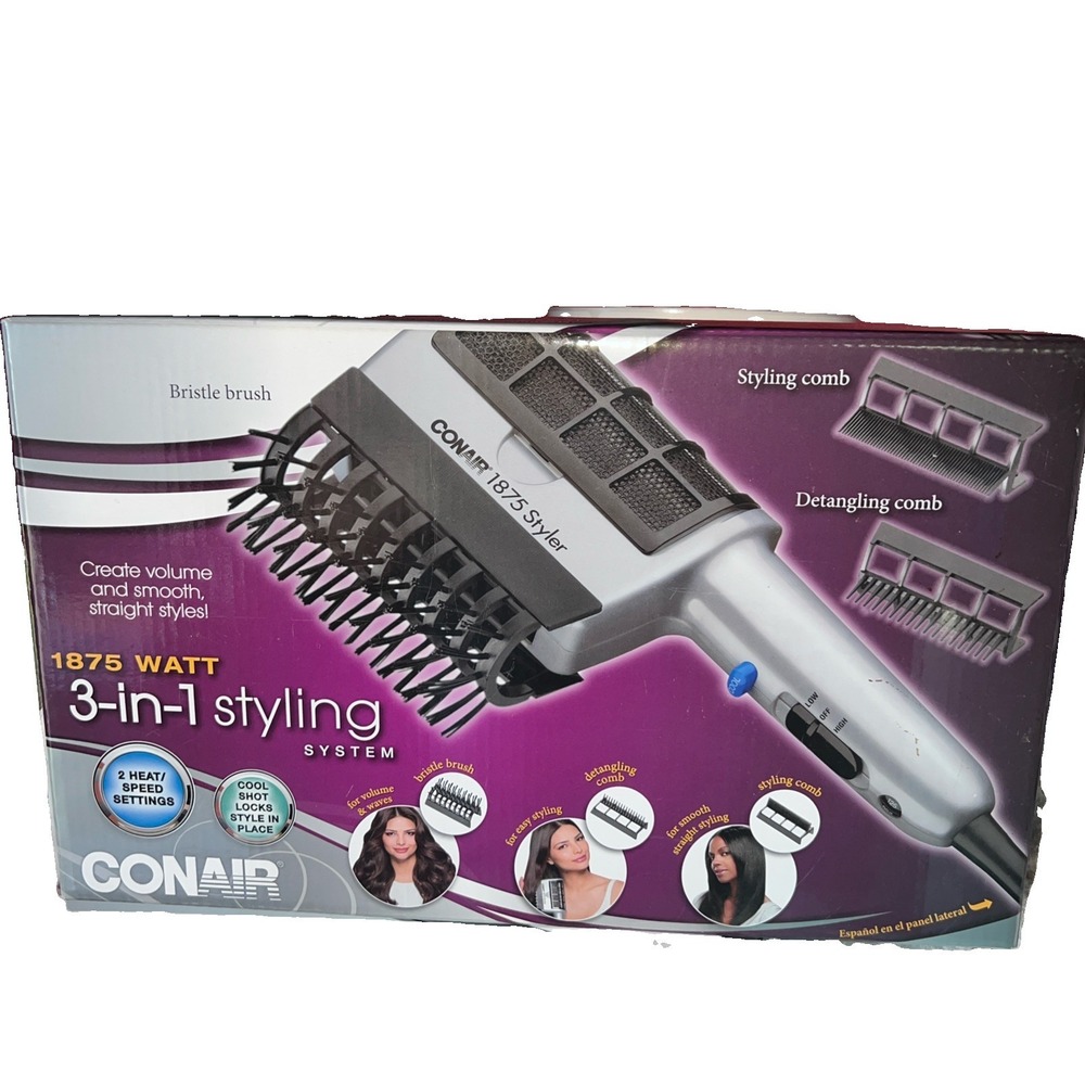 Conair 1875 Watt 3 In 1 Styling Hair Dryer‎ With Attachments For All Hair Types"